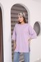 Lilac Oversized Double-Sleeve Long T-Shirt with Side Slits | Cotton Basic Crew Neck Single Jersey Fabric Day - 3