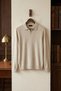 Men's Polo Neck Self-Patterned Knit Sweater - 4