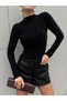 Women's black sandy fabric embellished blouse 30098 - 5