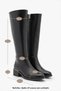 Women's Round-Toe, Gold-Detailed, Zippered, Chunky-Heel Everyday Boots, Loryes, Black. - 8