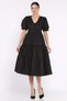 Women's Buttoned V-Neck Ruffled Balloon Sleeve Dress