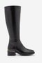 Women's Round-Toe, Gold-Detailed, Zippered, Chunky-Heel Everyday Boots, Loryes, Black. - 2