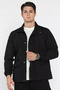 Lined Men's Seasonal Coat with Front Snap Fasteners