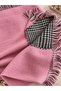Florence - Reversible Women's Shoulder Shawl with Tassels, Reversible Powder Pink and Black-and-White Plaid Pattern, Winter Scarf - 75 x 180 cm