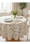 Stylish Round Tablecloth with Daisy Pattern - Premium-Quality Fabric, Stain Resistant, Digital Print, Waterproof, for Kitchen, Living Room, Balcony, and Garden - 6