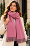 Florence - Reversible Women's Shoulder Shawl with Tassels, Reversible Powder Pink and Black-and-White Plaid Pattern, Winter Scarf - 75 x 180 cm - 2