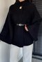 Gülseli Belted Knitwear Poncho - 4