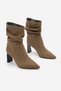 Women's Pointed Toe, Ruched-Ankle, High-Heeled Casual Boots by Ceyrin Toprak in Suede - 4