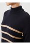 Peak New Season Stand Collar Striped Knitwear Dress - 4