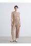Trendy Picks from Kübra Butik: Solid-Color Textured Blouse with a Stand-Up Collar with Yoke Detail - 3