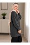 Anthracite Crew Neck Oversized Women's Knitwear Tunic - 2
