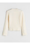 TWO MT SHOP QUALITY LCW Vision Ecru Oval-Neck Beaded Women's Knit Sweater - 6