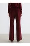 LCW Vision Burgundy Velvet Straight-Leg & Slim-Fit Flared Women's Pants, Featuring the ALITA CITY Touch - 4