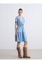 I Double-Breasted Roba Collar Layered Jean Dress from Freezen Store - 2