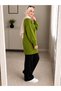 Green Crew Neck Oversize Women's Knitwear Tunic - 5