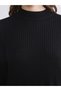 Trendy Picks from Kübra Butik: Straight-Cut, Mock Neck Knit Dress with Yoke Detail - 5
