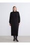 Trendy Picks from Kübra Butik: Straight-Cut, Mock Neck Knit Dress with Yoke Detail - 7