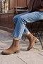 Women's Casual Heeled Boots with Elastic Side Straps by Espato in Light Brown Suede - 6