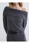 Trendy Picks from Kübra Butik: Loose-Fitting, Collared, Belted Knit Dress with Yoke Detail - 4