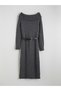 Trendy Picks from Kübra Butik: Loose-Fitting, Collared, Belted Knit Dress with Yoke Detail - 7