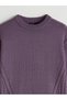 TWO MT SHOP QUALITY LCW Modest Purple Knit-Patterned Loose & Oversized Women's Tunic - 6