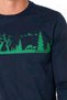 6104 Men's Navy Blue Long Sleeve Crew Neck Pajama Set - 2