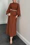 Jessica Balloon Sleeve Evening Dress Tan - 3