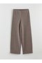 LCW Vision Brown Knit Straight-Leg Standard & Regular Wide-Leg Women's Pants, Featuring the ALITA CITY Touch