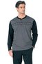 6109 Men's Black Long Sleeve Buttoned Collar Pajama Set