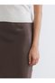 Two Mt Shop Quality Lcw Vision Brown Satin Plain Midi Women's Skirt - 3