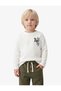 Cotton Long-Sleeve Crew-Neck Dinosaur-Embroidered Oversized T-Shirt