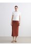 TWO MT SHOP QUALITY LCWAIKIKI Classic Brown Solid Midi Women's Skirt
