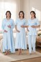 Venera Women's Ecru Cotton 4-Piece Maternity & Pregnancy Pajamas, Nightgown, Dressing Gown Set with Easy Breastfeeding Feature - 5