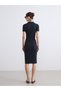 Trendy Picks from Kübra Butik: Off-the-Shoulder, Yoke Detail, Corded Fabric Dress - 6