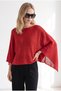 Women's Red Glittery Knit Poncho Cardigan HRK-19000531 - 5