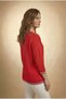 Women's Red Glittered Fakir Sleeve Thin Sweater - 2