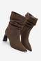 Women's Pointed Toe, Ruched-Ankle, High-Heeled Casual Boots by Ceyrin in Brown Suede