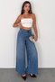 Women's Light Blue Washed Extra Wide Leg High Waist 100% Tencel Jean Jeans Angel-2052 - 6