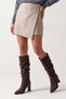 Women's Pointed Toe, Ruched, Thick Heel, Zipperless Casual Boots in Velir Brown Suede - 2