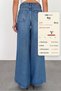 Women's Light Blue Washed Extra Wide Leg High Waist 100% Tencel Jean Jeans Angel-2052 - 7