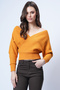 Women's Mustard-Colored Front-and-Back V-Neck Double-Breasted Wrap Blouse Alc-019-053-Blz - 4