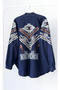 Ethnic Embroidered Oversized Denim Kimono - 2