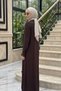 Long Knit Dress with Button Detail on Sleeves and Neckline, 801 Brown. - 3