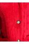 Women's Red Plush Jacket with Buttons and Pockets, Soft-Textured Look, Oversized Look, Teddy Cardigan - Sweatshirt Tunic - 7