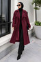 Wrap Neckline Melton Coat with Epaulet Detail, TSD260378, Plum - 5