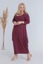 Women's Burgundy Boat Neck Hip-Covering Plus-Size Maxi Dress - 4