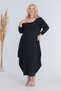 Women's Black Maxi Dress with Wide Neckline and Hip-Covering Design in Plus Sizes - 2