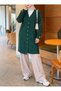 Knit Cardigan with Sleeve Details - 3176 - Emerald Green - 2