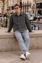Men's Premium Transitional Charcoal Grey Jacket with Cashmere Buttons - 2