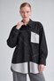 Black Denim Shirt with White Pockets